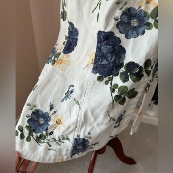 Nicholas white denim rose flare dress. Midi style with front slit sz 10 - Picture 6 of 16